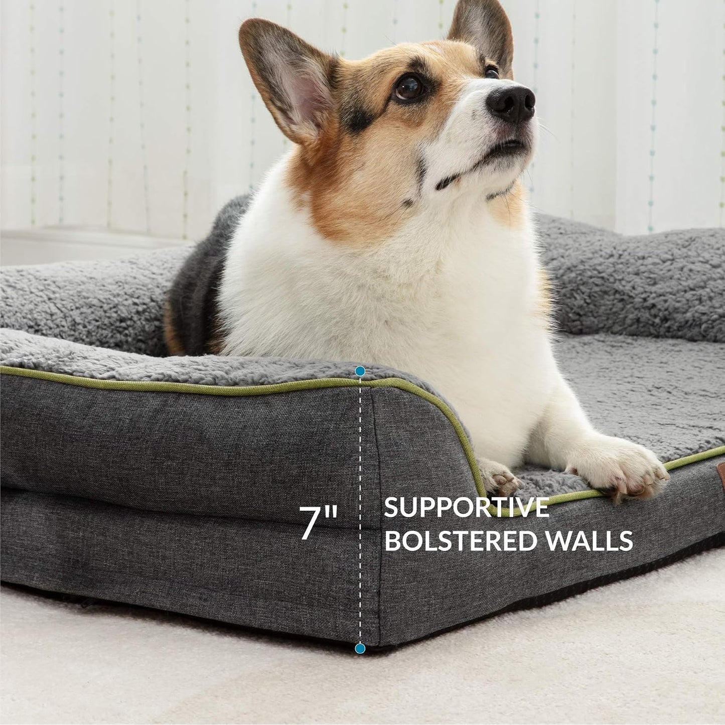 Bedsure Orthopedic Dog Bed - XL Memory Foam Waterproof Dog Bed, Removable Cover & Liner, 7" Height, up to 100 Lbs