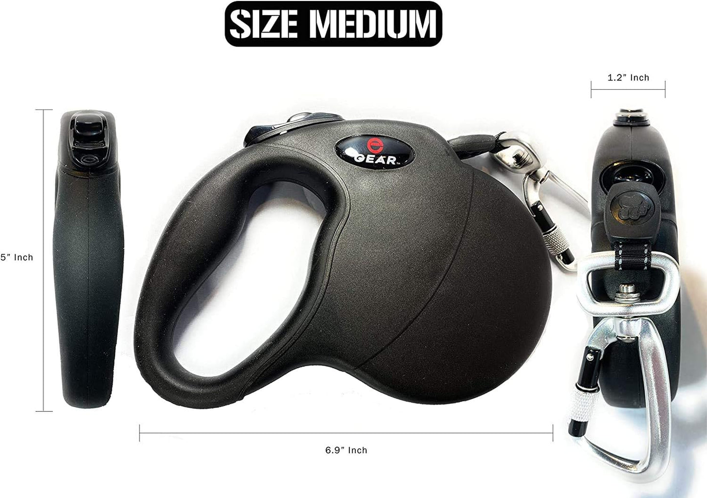 Retractable Dog Leash for Large and Medium Dogs with Locking Carabiner | Heavy Duty 16 Ft Strong Reflective Polyester Webbing, 1-Button Break & Lock, Anti-Slip Handle, Tangle Free