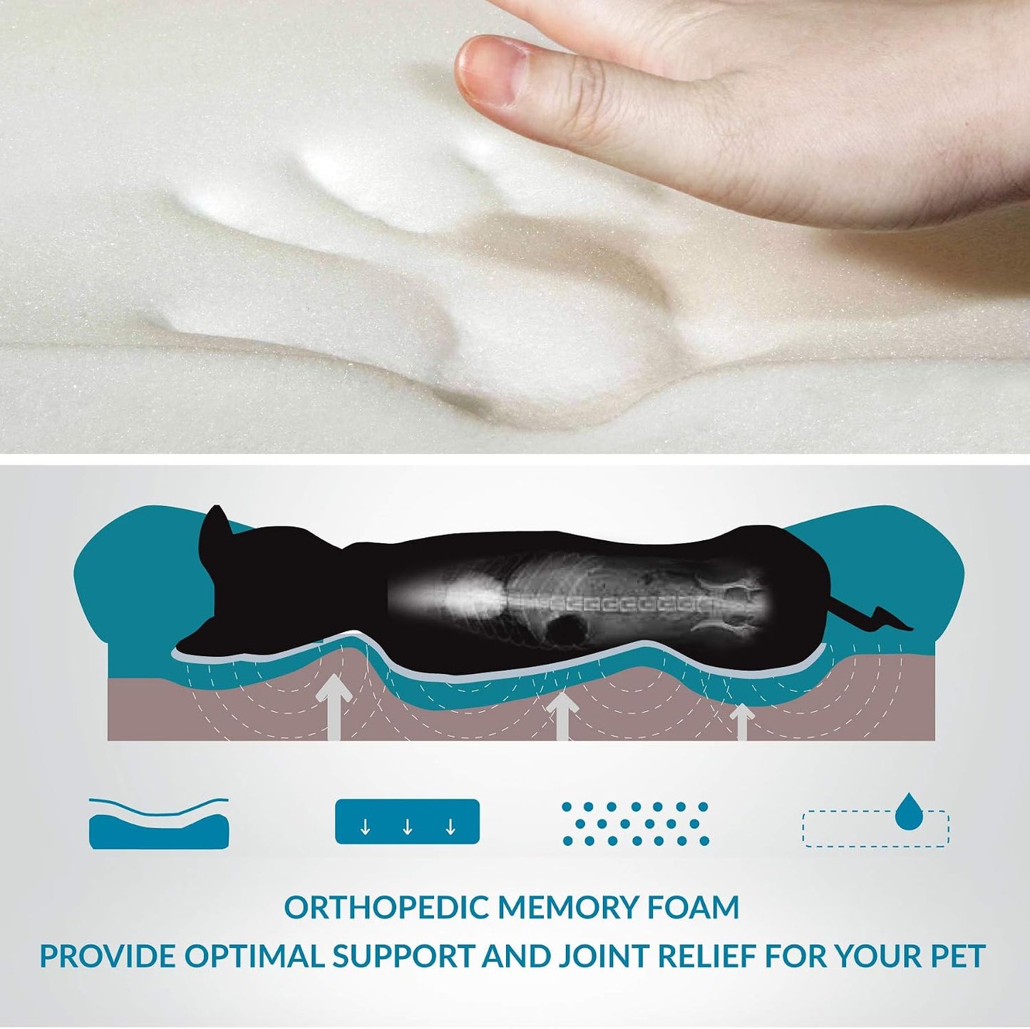 Bedsure Orthopedic Dog Bed - XL Memory Foam Waterproof Dog Bed, Removable Cover & Liner, 7" Height, up to 100 Lbs