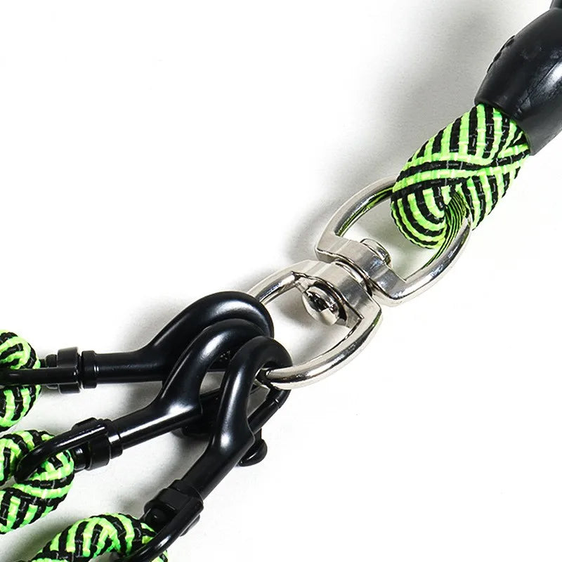 Nylon Weave Three Heads One Drag Three Dog Leash round Rope Pet Traction Belt Dog Chain Strong Safety Dog Lead Leash Foam Handle