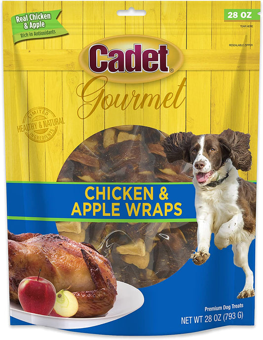 Gourmet Apple & Chicken Dog Treats Wraps - Healthy & Natural Chicken & Apple Dog Training Treats for Small & Large Breeds - Inspected & Tested in USA (28 Oz.)
